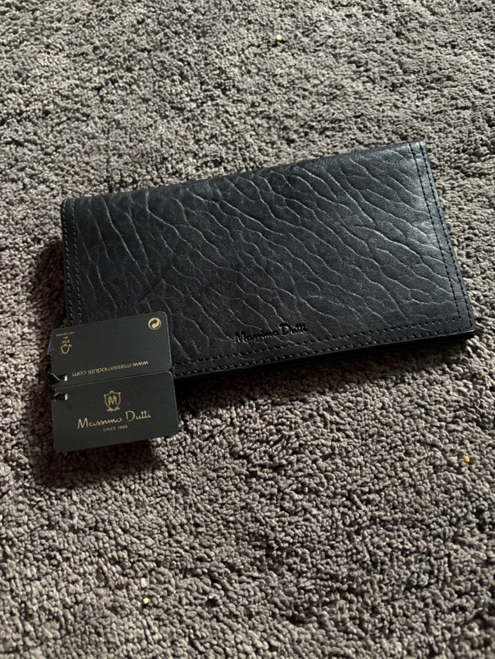 Massimo Dutti Black Leather Card & Key Holder